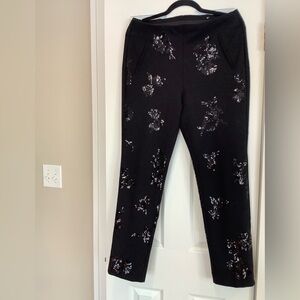 Chico's Black Sequin Slim Leg Pants SO Slimming Size 1R